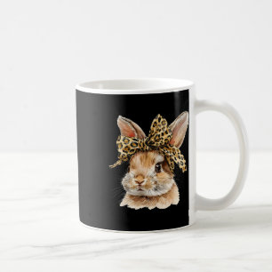Cute Easter Bunny Face Bow Leopard Rabbit Women Gi Coffee Mug