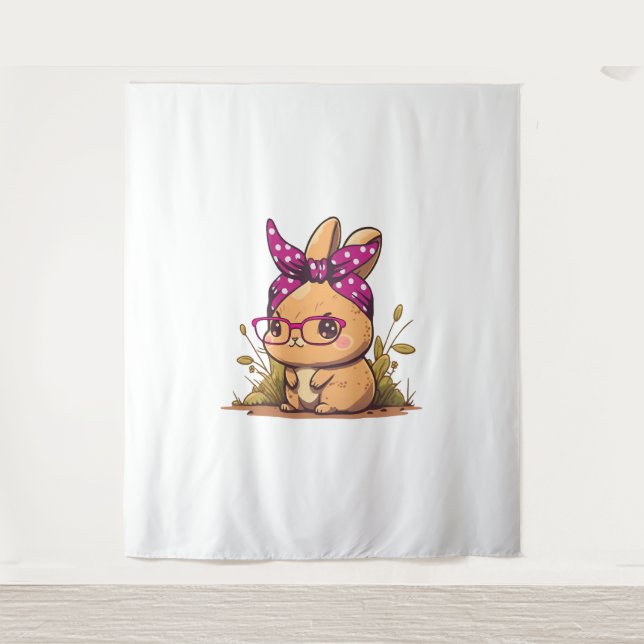 Cute Easter Bunny Face Bunny Cute Easter Tapestry (Front)
