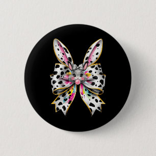 Cute Easter Bunny Face Coquette Bow Easter Day Gir 6 Cm Round Badge