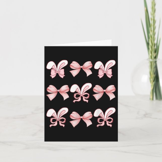 Cute Easter Bunny Face Coquette Bow Easter Day Gir Card (Front)