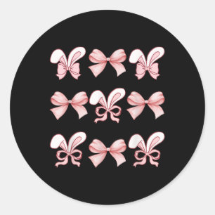Cute Easter Bunny Face Coquette Bow Easter Day Gir Classic Round Sticker