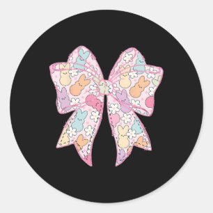 Cute Easter Bunny Face Coquette Bow Easter Day Gir Classic Round Sticker
