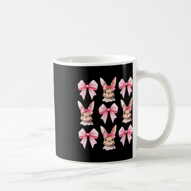 Cute Easter Bunny Face Coquette Bow Easter Day Gir Coffee Mug (Right)