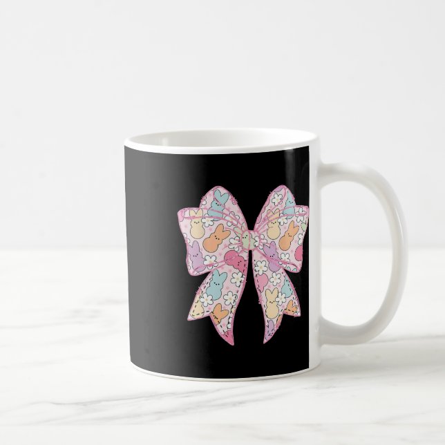 Cute Easter Bunny Face Coquette Bow Easter Day Gir Coffee Mug (Right)