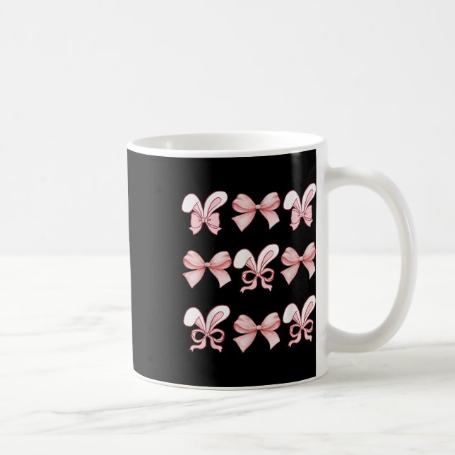 Cute Easter Bunny Face Coquette Bow Easter Day Gir Coffee Mug (Right)