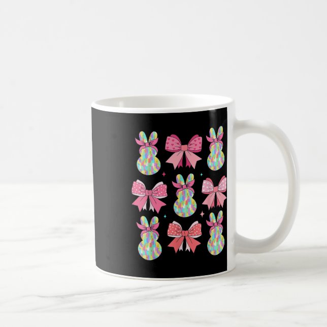 Cute Easter Bunny Face Coquette Bow Easter Day Gir Coffee Mug (Right)