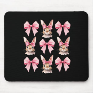 Cute Easter Bunny Face Coquette Bow Easter Day Gir Mouse Pad