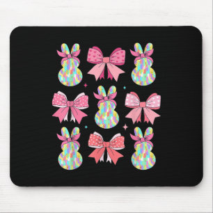 Cute Easter Bunny Face Coquette Bow Easter Day Gir Mouse Pad