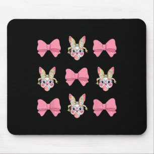 Cute Easter Bunny Face Coquette Bow Easter Day Gir Mouse Pad