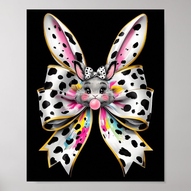 Cute Easter Bunny Face Coquette Bow Easter Day Gir Poster (Front)