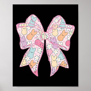 Cute Easter Bunny Face Coquette Bow Easter Day Gir Poster