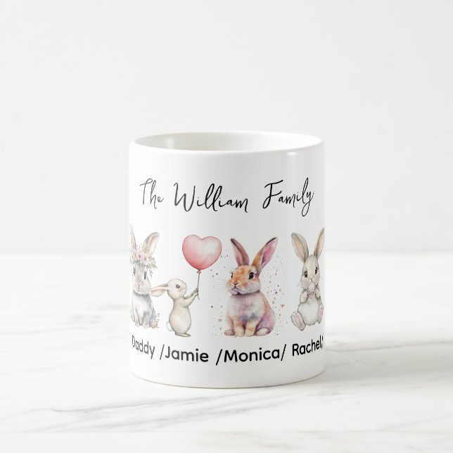 Cute Easter Bunny Family Plaque – Personalised  Coffee Mug (Center)