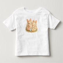 Cute Easter Bunny Family with Pastel Eggs