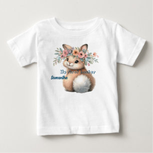 Cute Easter Bunny First Easter. Editable Baby T-Shirt