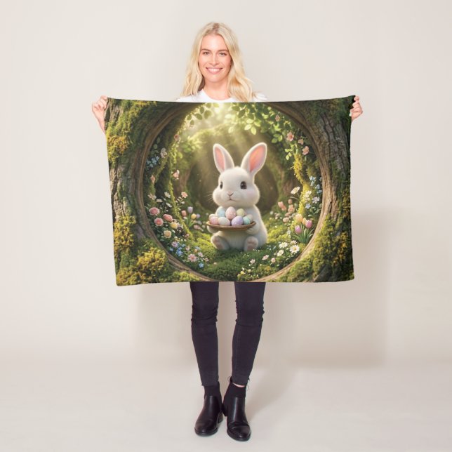 Cute Easter Bunny Fleece Blanket (In Situ)