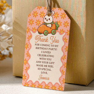 Cute Easter Bunny Floral 1st Birthday Thank You Gift Tags