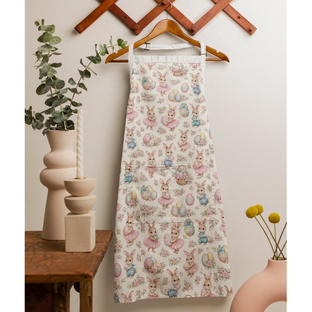 Cute Easter Bunny Floral Pattern - Pastel Spring  Apron (Creator Uploaded)