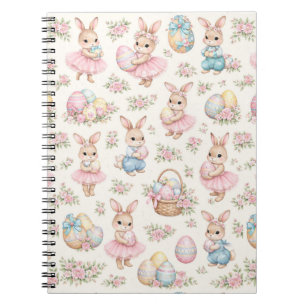 Cute Easter Bunny Floral Pattern - Pastel Spring Notebook