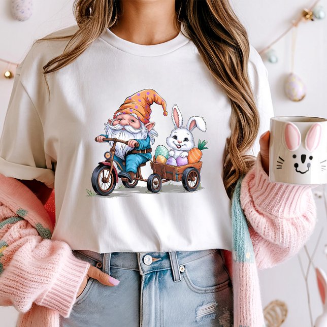 Cute Easter Bunny & Gnome Shirt, Bunny & Tricycle T-Shirt (Creator Uploaded)