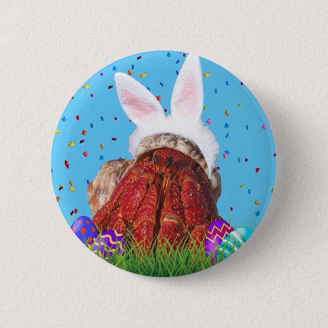 Cute Easter Bunny Hermit Crab 6 Cm Round Badge (Front)