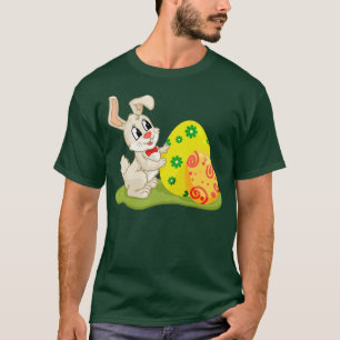 Cute Easter Bunny Hides Behing Coloured Eggs T-Shirt