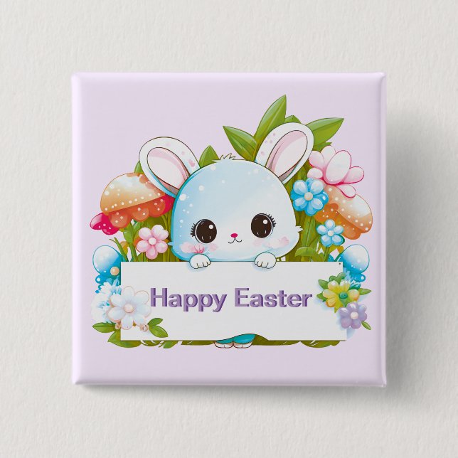 Cute Easter Bunny Holiday   15 Cm Square Badge (Front)