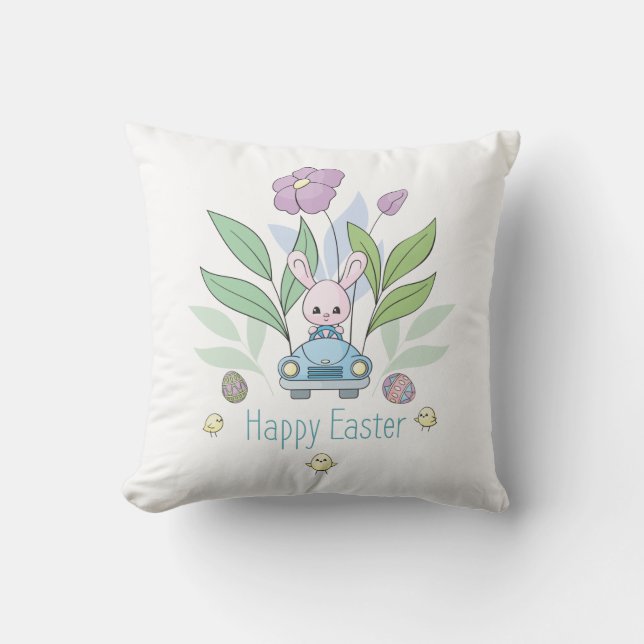 cute Easter bunny Holiday Throw Pillow (Front)