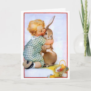 Cute Easter Bunny Hug Holiday Card