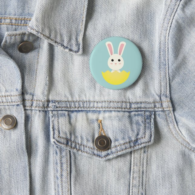 Cute Easter Bunny I 6 Cm Round Badge (In Situ)