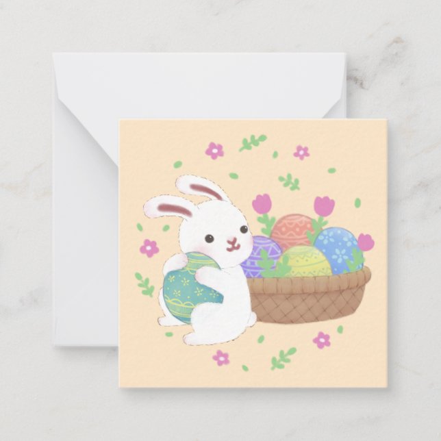 Cute Easter Bunny Illustration Card (Front)