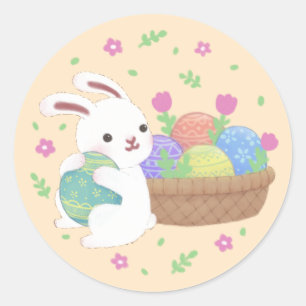 Cute Easter Bunny Illustration Classic Round Sticker