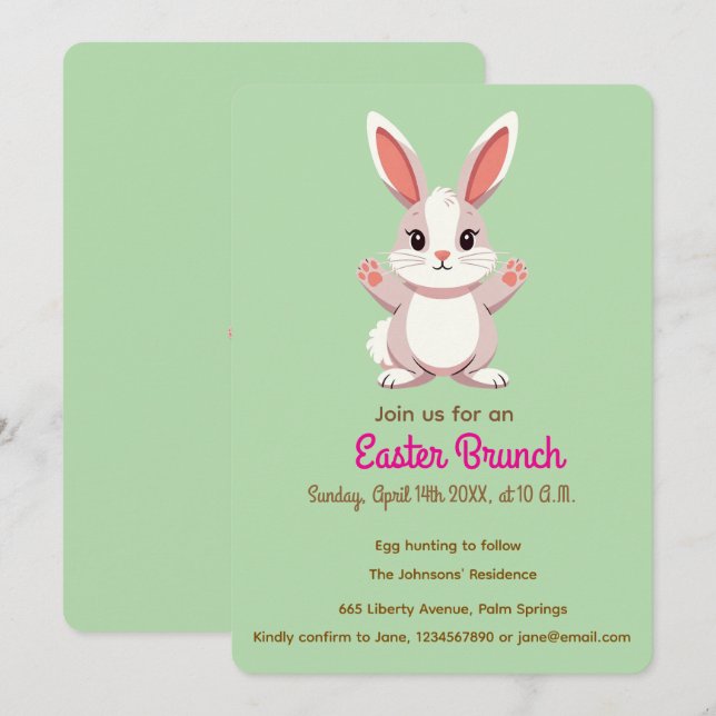 Cute Easter Bunny Image  Invitation (Front/Back)