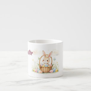 Cute Easter Bunny in Basket with Colourful Eggs Espresso Cup