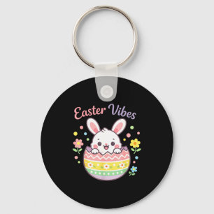 Cute Easter Bunny In Egg Pastel Easter Vibes Key Ring