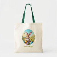Cute Easter Bunny in Landscape -