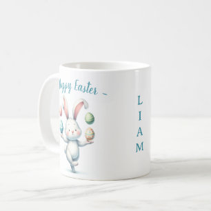 Cute Easter Bunny Juggling Eggs Personalized Kids  Coffee Mug