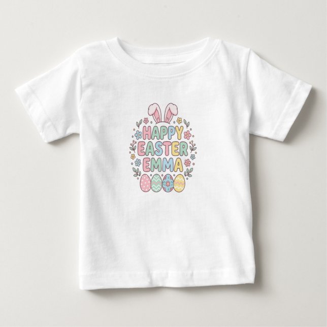 Cute Easter Bunny Kids Shirt – Happy Easter Spring (Front)