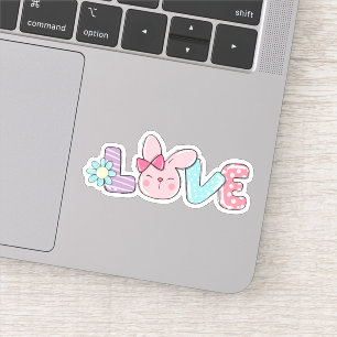 Cute Easter Bunny Love Spring Vinyl Sticker