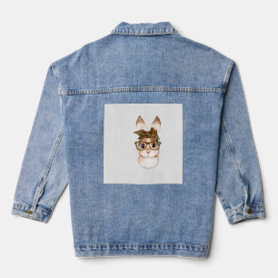 Cute Easter Bunny Mom Easter Leopard Year of The R Denim Jacket