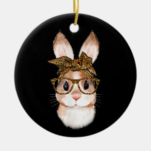 Cute Easter Bunny Mum Easter Leopard Year of the R Ceramic Ornament