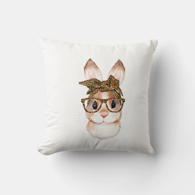 Cute Easter Bunny Mum Easter Leopard Year of The R Cushion (Front)