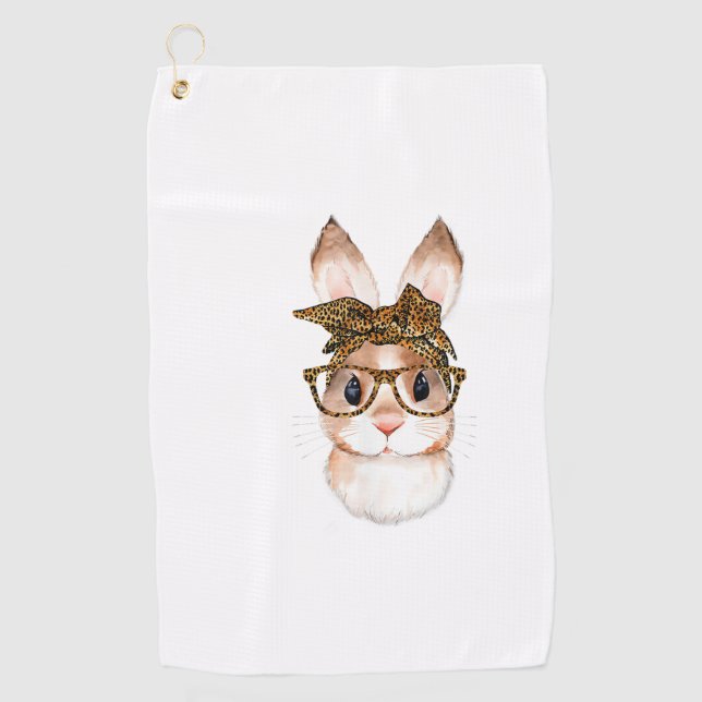 Cute Easter Bunny Mum Easter Leopard Year of The R Golf Towel (Front)