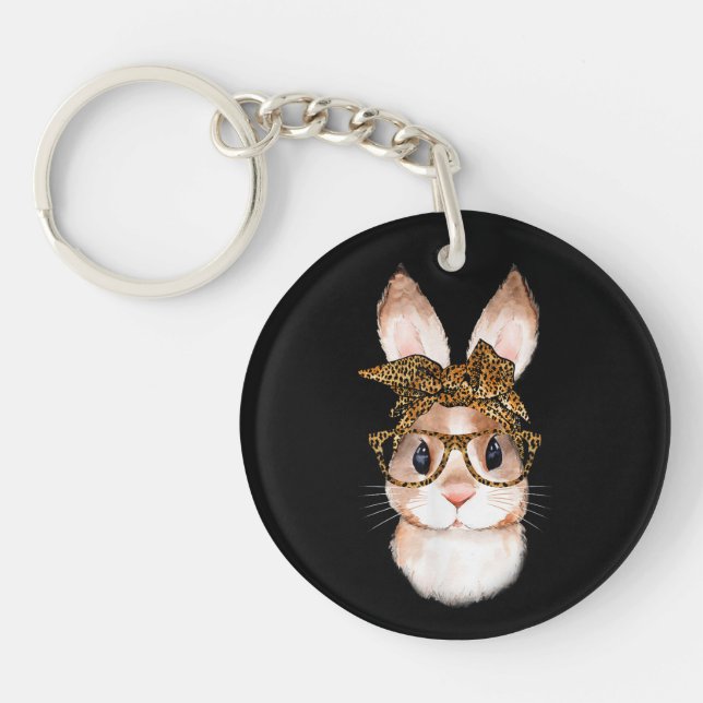 Cute Easter Bunny Mum Easter Leopard Year of the R Key Ring (Front)