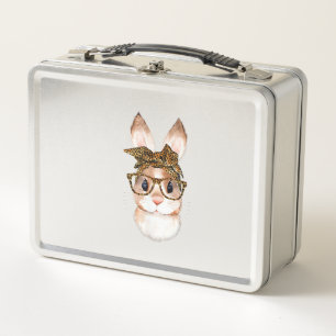 Cute Easter Bunny Mum Easter Leopard Year of The R Metal Lunch Box