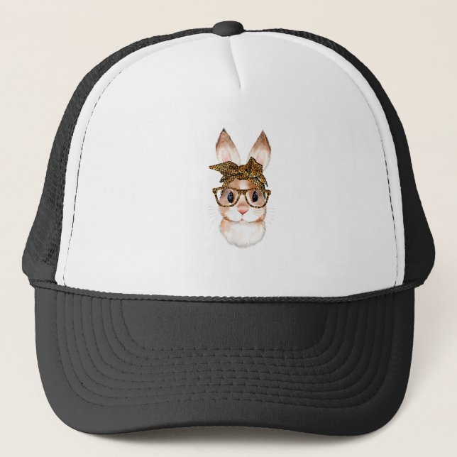 Cute Easter Bunny Mum Easter Leopard Year of The R Trucker Hat (Front)