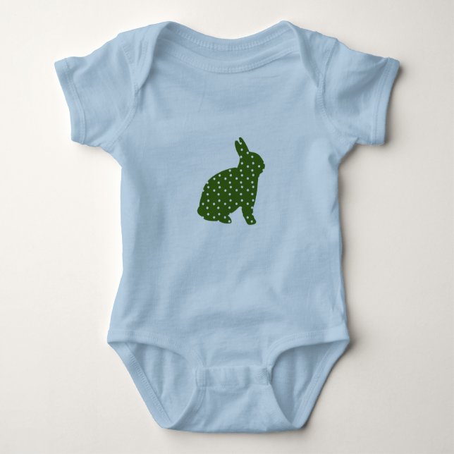 Cute Easter bunny olive green with white spots Baby Bodysuit (Front)