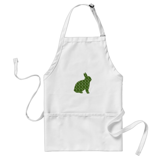 Cute Easter bunny olive green with white spots Standard Apron (Front)