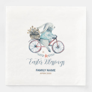 Cute Easter Bunny on a Bike Napkin
