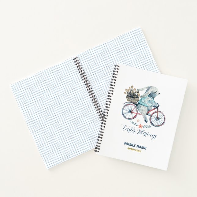 Cute Easter Bunny on a Bike Notebook (Inside)