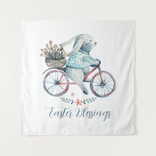 Cute Easter Bunny on a Bike Tapestry